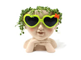 Face Flower Pot with Drainage Resin Succulent Cactus Plant Face Planter Garden Supplies-Multicolor V1263-JX-979