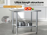 Cefito Stainless Steel Kitchen Bench Work Table 610 x760MM 430 SSKB-430S-30-24