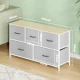Black Chest of 5 Drawers Storage Cabinet Dresser Unit for Living Room or Bedroom V178-59325