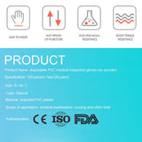 100pcs Disposable PVC Gloves High Elastic Gloves for House Cleaning Tattoo CosmeticM V1294-YM0901-3117200009711