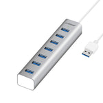 MBEAT 7-Port USB 3.0 Powered Hub - USB 2.0/1.1/Aluminium Slim Design Hub with Fast Data Speeds V177-L-USMB-MB-HUB768