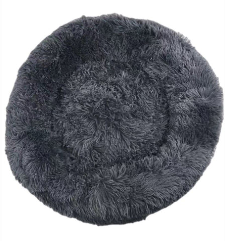 YES4PETS Large Round Calming Plush Cat Dog Bed Large Comfy Puppy Fluffy Bedding Dark Grey V278-DSLB3-L-DARK-GREY