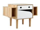 Artiss Bedside Table with Drawer Robot Design for Kids' Room Bedroom Pine FUR-AE-BS-BOT-WD