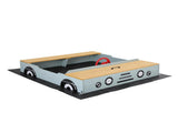 Keezi Wooden Car Sandpit Kids Sandbox Outdoor Play Toy w/ Storage Ground Sheet 120cm SAND-SQUARE-CAR-126