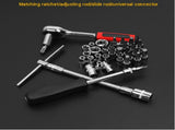 53-Piece 1/4" Socket and Bit Tool Box - Steel Metric Ratchet Wrench Kit with Extension Bars, V888-ELOSUNG55722