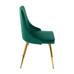 Viva Forever Set of 2 Green Velvet Dining Chairs-Art Deco Design with Gold Metal Legs V264-DNC-414V-GRN-02