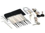 15pcs Lock Picking Set Kit Tool with Three Transparent Practice Training Padlock Lock for Locksmith V1294-YM0901-H26349