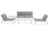 Gardeon 5-Piece Outdoor Sofa Set with Cushions table and Chairs White ODF-5PC-SOFA-TXL-WH-AB