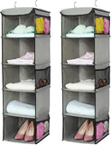 2 Pack 5 Foldable Shelf Hanging Closet Organizer Space Saver with Side Accessories Pockets for V178-87460