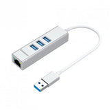 Simplecom CHN420 Silver Aluminium 3 Port SuperSpeed USB HUB with Gigabit Ethernet Adapter V1202-V2-HXSI-CHN420-SIL