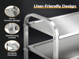Cefito 3-Tier Stainless Steel Kitchen Trolley with Wheels 89X50X83cm SSKB-201S-3TWHEEL-29