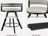 Artiss Bar Stools Set of 3 Swivel Counter Stools with Padded Backrest PU Leather Beige BA-TW-W0098-BGX3