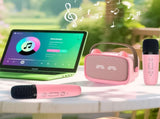 Mini Karaoke Machine - Portable MP3 Player with 2 Wireless Mics Toys & Gifts Pink V1263-JX-6967-2