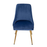 Viva Forever Set of 2 Blue Velvet Dining Chairs – Art Deco Design with Gold Metal Legs V264-DNC-414V-BLU-02