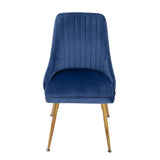 Viva Forever Set of 2 Blue Velvet Dining Chairs Art Deco Design with Gold Metal Legs V264-DNC-414V-BLU-02-1