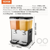 VEVOR Commercial Beverage Dispenser 18L x 2 Tanks Cold Juice Ice Drink Dispenser V952-SYYLJJBSJXS172LLCV3
