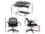 Artiss Computer Desk Mesh Office Chair Set Desks with Keyboard Shelf Try Black MET-DESK-105-2013-BK