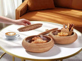 Handwoven Rattan Basket with Lid Natural Wicker Box Multi-Use Storage Organizer for Kitchen, Living V1192-AZ-W-20911
