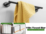 10pcs Matte Black Bathroom Hardware Set, Including 24in Retractable Hand Single Towel Bar with V1079-T0WEL1024