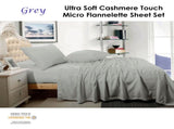 Shangri La Cashmere Touch Micro Flannelette Sheet Set Grey Single V442-KIT-SHEETS-CASHMEREFLANNEL-GREY-SB