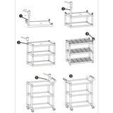 SOGA 2X 3 Tier 83x43x95cm Food Trolley Food Waste Cart w/ 2 Bins Storage Kitchen Small FOODCARTRUBBISHWITHWASTEBINSSX2