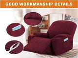 Power Lift Recliner Chair Cover, Stretch Jacquard Slipcover with Side Pocket, Wine Red V1188-MS-721-269