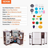 VEVOR Kitchen Playset Kids Pretend Cooking Play Toy 24 Piece Accessories Brown V952-ZTCFWJTZZJSMU245GV9