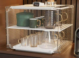 Cup Storage Rack Dustproof Stackable Plastic Clear Cup Organizer Box for Cabinet Desktop Medium V1294-YM0901-3117230285712