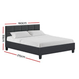 Artiss Bed Frame Queen Size Charcoal TINO BFRAME-H-TINO-Q-CA-AB