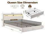 Artiss Queen Upholstered Bed Frame with Shelf Storage Drawers Charging Station Mood Lighting Linen BFRAME-G-NOUVEA-Q-BG-ABC