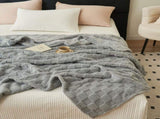 200*230CM Grey Ultra-Soft Waffle Textured Plush Fleece Blanket - Large Cozy All-Season Throw for Bed V888-ELOSUNG32600