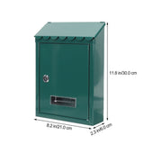 Green Locking Wall-Mounted Mailbox with Iron Post, Outdoor Home Decor and Secure Mail Storage V1369-AZ3-W-09026