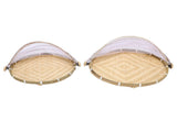 2PCS Food Serving Tent Basket Hand Woven Basket Dust Proof Vegetable Fruits Bread Storage with Mesh V1294-YM0901-3111250228711
