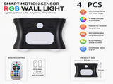4 pcs Black Motion Sensor Wall Light, Rechargeable Magnetic LED Ambient Wall Lamp with Remote V888-ELOSUNG53406