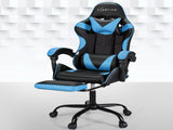 Artiss 2 Point Massage Gaming Office Chair Footrest Cyan Blue MOC-GC-2P-BK-CY