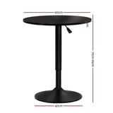 Artiss Bar Table Gas Lift Round Black BA-K-TB304-BK