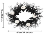 Halloween Artificial Front Door Wreath, 40 x 3 cm with Pumpkins, Roses and Spider Webs, Reusable V1366-AZ2-W-16026