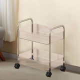 2 Tier Plastic Rolling Utility Cart With Handle, Movable Storage Organizer With Wheels, V1366-AZ2-W-12700