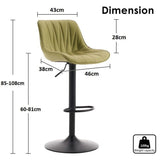 SERENIT AVO Green Modern Height Adjustable Swivel Bar Stools Upholstered Leather Barstool Kitchen V255-BS8409-AVOGREEN