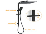 WELS Matt Black Dual Shower Set Large 16" Rainfall Head 3 Modes Handheld Silding Rail Combo Mixer V1233-C7121SBHS002M4CBKSS116BKSQ201B