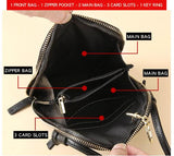 Black Premium Leather Mini Crossbody Phone Bag - Stylish Multi-Pocket Organizer for Women V888-ELOSUNG27832