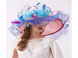Women's Organza Saturday Horse Racing Derby Day Wide Church Hat V1366-AZ2-W-19895