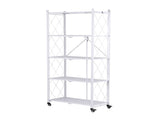 Artiss 5-Tier Foldable Kitchen Bakers Rack 71x160cm Microwave Stand White KR-MEL-5S-FOLD78-WH