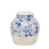 Glazed Blue Stoneware Look Vase 33cm V637-88755VSE