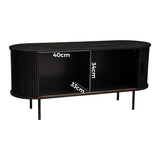Ribbed Black Sideboard with Sliding Doors V264-TAB-726C-BLK-NA-1