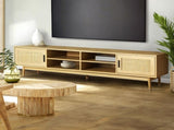 Artiss TV Cabinet Entertainment Unit 180cm Rattan Cole FURNI-E-RAT-TV180-WD-AB