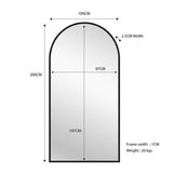 Black Metal Arch Mirror - X Large 100cm x 200cm V292-M-METAR-XL-BLACK