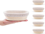 5 Pack Oval Sourdough Proofing Basket Set with Linen Liner, Natural Rattan Bread Fermentation Bowl V1107-CS-HBTLX