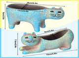 2 Pcs Cat Planter 6 Inch Long Ceramic Cat Shape Flower Pots Retro Cat Succulent Planters Animal V1366-AZ2-W-04833