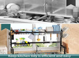 CARLA HOME Adjustable Over the Sink Dish Drying Rack with Utensil Holder, Hooks & Cutting Board Rack LSB-36206